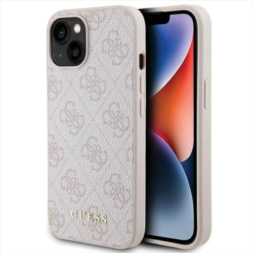 Guess GUHCP15SG4GFPI Hülle für iPhone 15 6.1 Rosa Hard case 4G Metal Gold Logo