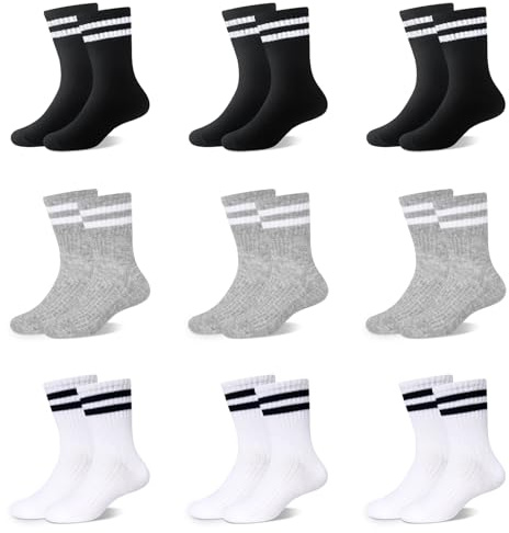 ORPAPA Socken Kinder Sportsocken Tennissocken Kinder Jungen Mädchen Elastische Baumwolle Kindersocken 9 Paar Farbig
