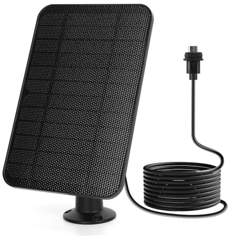 Fiorky Solar Panel, Solar Battery Charger 4W Solar Cell Panel Waterproof Micro USB with Rubber Plug for Blink XT/XT2/Outdoor Camera(3rd Gen), USB Solar Panel Built-in Battery & Rubber Plug