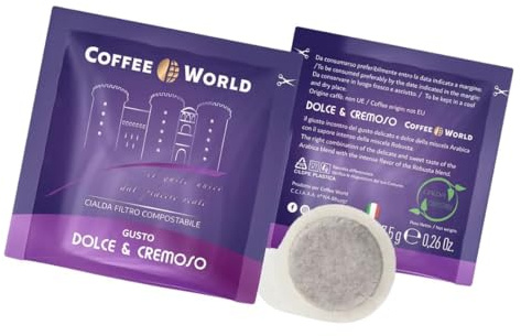 COFFEE WORLD, Lot de 100 dosettes goût doux et crémeux, dosette filtre papier composable format ESE44 7,5 g