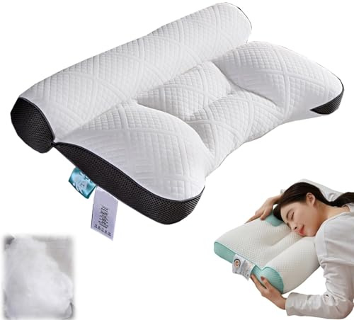 Almohada de plumón de ganso para mejorar el sueño, apoyo cervical, almohada de plumón de ganso cómoda, almohada ortopédica de contorno (gris)