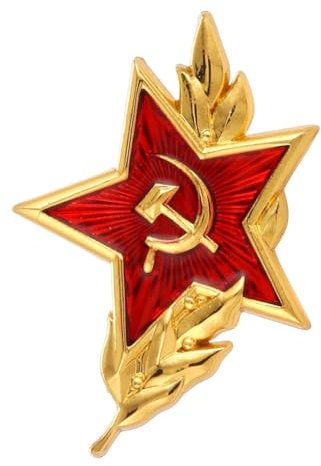 Ficsowy Vintage Soviet CCCP Red Star Sickle Hammer Symbol Emblem Lapel Pin Badge Brooch for Men and Women, Zinc, no gemstone
