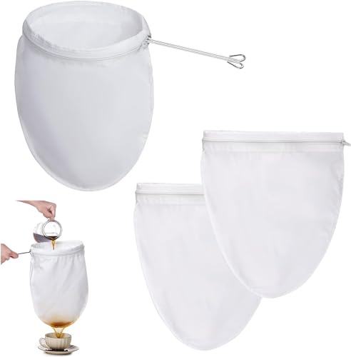 Ultrafeine Siebbeutel, wiederverwendbare Netz-Filterbeutel mit Edelstahlgriffrahmen für Filter von Nussmilch, Kaffee, Milch, Butter, Säften und Frischkäse (kleine Größe)