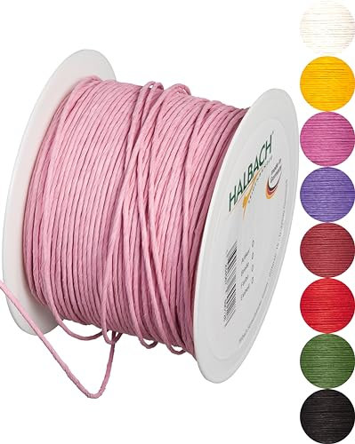 Halbach Seidenbänder Papierdraht aus Recyclingpapier mit draht - Breite 2mm Länge 100m - Papierkordel zum basteln und für die Floristik - Basteldraht für kreative Ideen - Farbe: Hellrosa