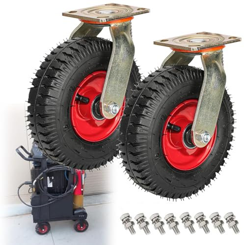 Rueda giratoria neumática, Rueda de Goma Estilo vacío, Ruedas de Repuesto para Caja de Herramientas de 2 Piezas, Rueda silenciosa de 8/10 Pulgadas, Rueda Industrial Resistente con