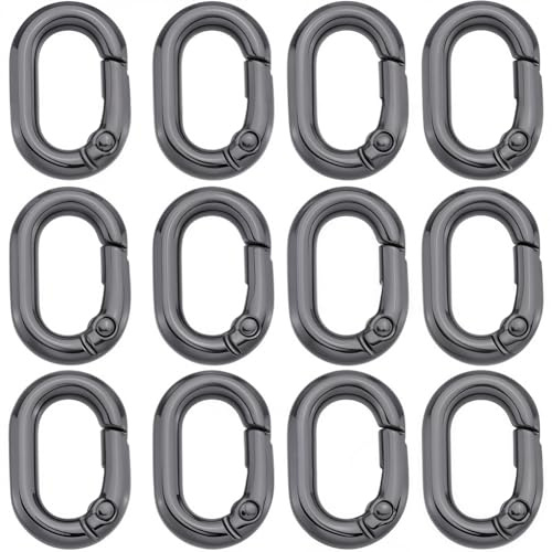 SUNNYCLUE 1 Box Mit 30 schwarzen Ovalen Schlüsselringen Runden Karabinerhaken Mit Feder Kleine Karabinerhaken Aus Legierung Schnallenclips Verschlüsse Runder O Ring Für Die Schmuckherstellung Schlüsse