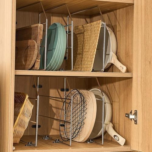 Blulu Backblech-Organizer, 30,5 x 50,8 cm, Trennwände für Schränke, Küchenschrank, Trennwände, vertikal, für Backbleche, Chrom-Pfannenregal, Aufbewahrungsdrähte für Küchenschränke (Silber)