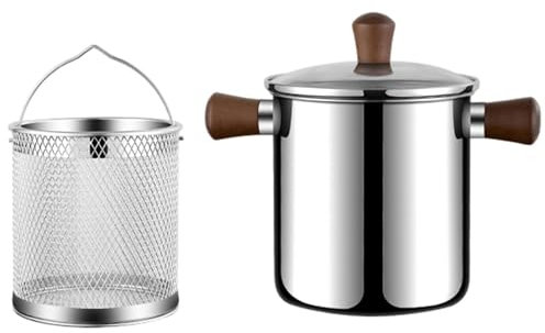 Milageto Kleiner Frittiertopf, Mini-Fritteuse, Kleiner Topf mit Griff, Frittiertopf für Lebensmittel, gebratene Hähnchenschenkel, Hähnchenkeulen, L