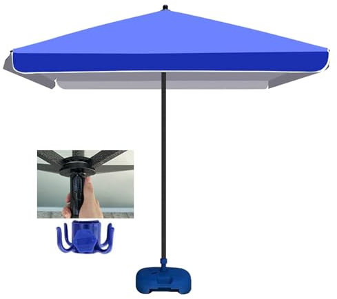 BVDHASDBT Parasol Extérieur, Parasol en Porte-à-Faux Grand Patio, Bouton Poussoir Facile, La Hauteur des Quatre Vitesses Peut Être Ajustée, Parasol De Marché De Table(Blue,1.8x2.2m(5.9x7.2ft))