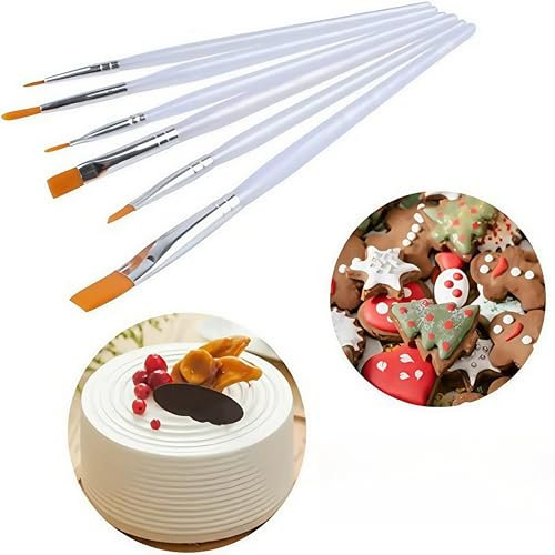 Zhenghebuy 6 Pièces Pinceaux de Peinture de Gâteaux,Fondant,Pinceaux Patisserie de Décoration Outils pour Gâteau Biscuit Dessert Chocolat DIY