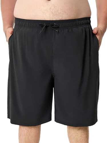 Arcweg Mens Plus Size Swim Shorts Men Swimming Trunks Big and Tall Quick Dry Swimming Shorts XXL-6XL Black 1 6XL