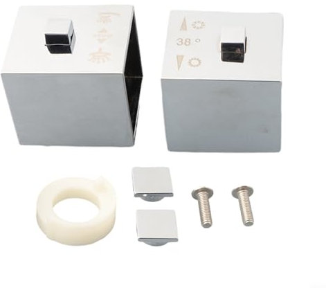 ZYNCUE 1 Pair Thermostatic Control Handles, Square Shower Handle Knobs, Chrome Replacement Parts For SMA Thermostatic Bath Shower Mixer