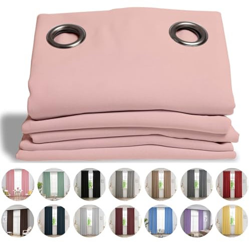 NINGBAI Verdunkelungsvorhang/Gardinen Vorhänge 200 x 50 cm Gardine Schlafzimmer Ösen Thermo Gardinen Lärmschutzvorhang für Wohnzimmer, Rosa