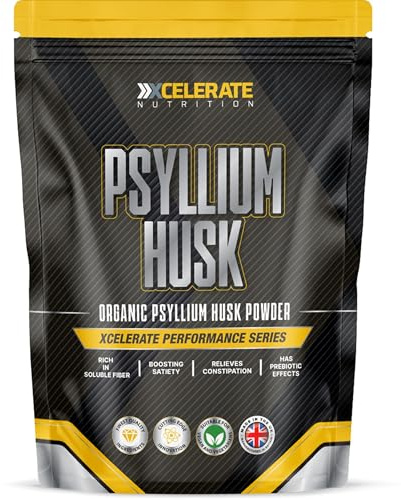 Psyllium Husk Powder - High in Soluble Fibre, Prebiotic Effects - Pure, No Pesticides, Gluten Free, Vegan, GMO Free by XCelerate Nutrition (250g)