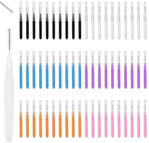 60PCS Colorful Micro Eyebrow Brush, Brow Lamination Brush Eyebrow Spoolie Brushes Portable Mini Spoolies for Eyebrows Eyelashes