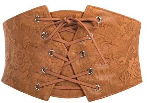 KBLDOPN Frauen Retro Elastischer Bund Dehnbarer Cincher Taillengürtel Vintage Damen Korsett Gürtel Seil Leder Kummerbunds Für Kleid Shirt Cosplay(S)