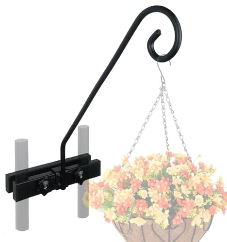 Deck Hooks for Hanging Plants, Heavy Duty Bird Feeder Holder for Deck Railing, Hanging Basket Brackets Outdoor Balcony Fence, Holds Up to 15lbs