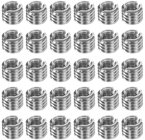sourcing map Lot de 30 inserts filetés en acier inoxydable M5 x 0,8 mâle vers M3 x 0,5 femelle - Adaptateurs de filetage de 4 mm de long - Vis de réparation pour bois dur et tendre