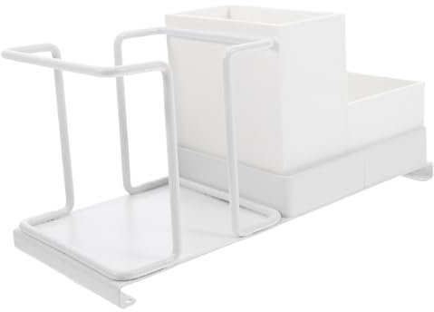HEALLILY Portabicchieri Acciaio Carbonio Per Scrivania Organizer Multi-funzionale Per Tazze e Bustine Di Tè Soluzione Salvaspazio Per Cucina e Ufficio