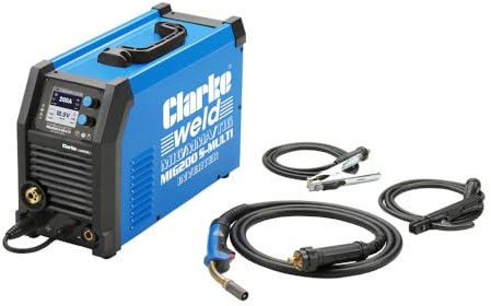 Clarke MIG200 S-Multi Inverter Welder, 200A MIG/TIG/MMA, Synergic Control 6015605