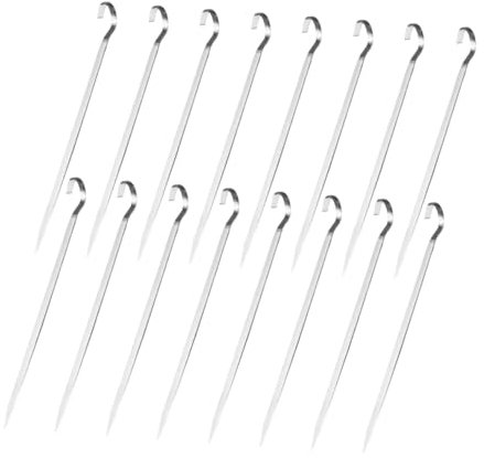 UKCOCO 16piezas Brochetas De Barbacoa Para Asar Pinchos Metálicos De Acero Inoxidable Brochetas Para Carne Para Barbacoas Familiares o Fiestas De Verano