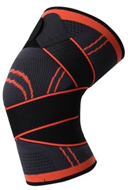 ZythrXLate 1PC Sport Fitness Knieschützer Männer Druck Elastische Kniepolster Unterstützung Verband Fitness Ausrüstung Basketball Volleyball Klammer Schutz für Ausbildung, Sport(Orange,L)