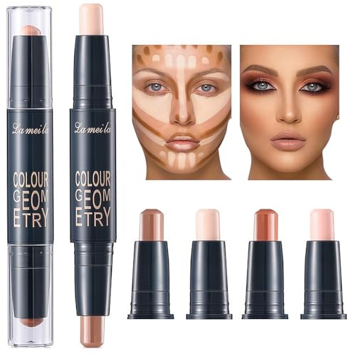 UZYXC Kit 2 Sticks Maquillage Femme Contouring - Nuancier 4 Tons Sculpting Visage, Correction Imperfections et Tenue Résistante