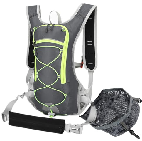 Euyaita Fahrradrucksack Skirucksack mit Helmnetz Ultraleicht Fahrrad MTB Rucksack Wanderrucksack Wasserdicht Rucksäcke für Herren Damen Radsport Camping Laufen (Grau)
