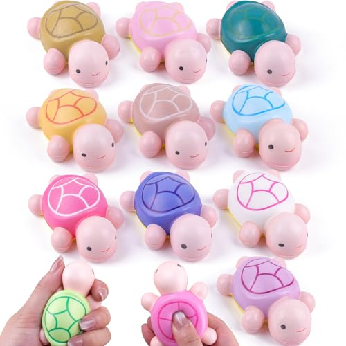 Anboor 12 stycken squishies leksak sköldpadda stressbollar klämleksak skum squishies stressminskning för barn vuxna priser