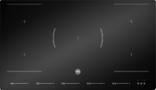Piano Cottura Induzione 5 Zone Cottura, 9 Livelli di Potenza, 2 Multi Zona, F.LLI BERTAZZONI, MODERN, P905I2M30NVS, Vetroceramica NERO, Misure 90x52 (Foro 88x49) cm
