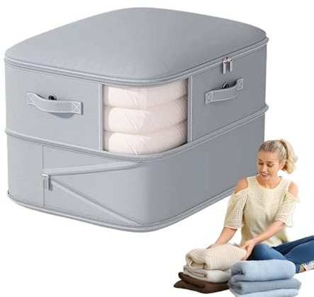 Borsa portaoggetti a compressione, organizer da viaggio a compressione, a 2 strati, con cerniera, per cuscini, trapunte, piumoni, materassi, armadi, dormitori, matrimoni
