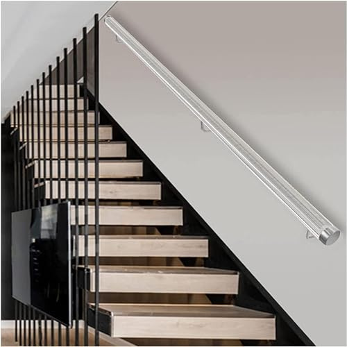 ININOSNP Barandilla Flotante para escaleras Pasamanos Transparentes de Cristal con Tapas y Soportes de Acero Inoxidable, pasamanos de Seguridad Antideslizantes(100cm)