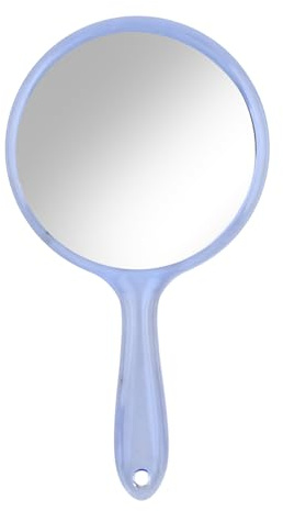 FESSOSKO Espejo de Mano con Mango Espejo de Doble Cara 1X/3X Espejo de Aumento Espejo de Tocador Forma Redonda para Damas Maquillaje Diario (Azul)