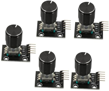 CLISPEED 5 Stück Rotary Encoder Modul Teiliges mit Potentiometer Drehknopf Drehwinkelgeber mit Drucktaste Langlebig und Verschleißfest für Audio Auto und Haushaltsgerätesteuerung