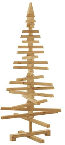 vidaXL Holz Weihnachtsbaum mit Ständer Braun 120 cm Massivholz Kiefer, Wohnzimmer, modernes Deko-Stück, personalisierbarer Holz-Weihnachtsbaum, kreative Festtagsdeko für rustikal