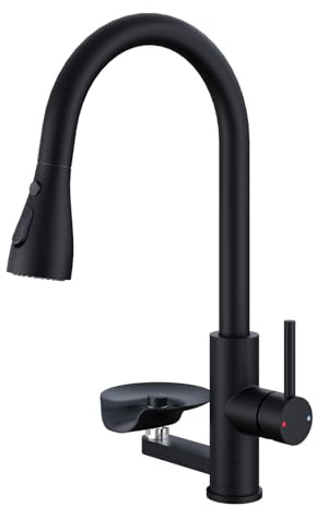 SWHC Robinet Cuisine avec Rince Verre, 4 Modes Mitigeur Evier Cuisine avec Douchette Extensible, Robinetterie de Cuisine Rotatif à 360° Acier Inoxydable, Chaud et Froid Réglables