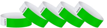 500 Stück Einlassbänder, Festival Einlassbändchen, Wasserdicht Neon Armbänder, Bändchen Papier für Events, Bunt Handgelenk Party Bänder für Party Musikfestival Konzert Wettbewerb (Grün)