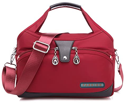 Suweir Bolso bandolera para mujer, tamaño mediano, resistente al agua, bolso de mano para mujer, con muchos compartimentos, de nailon, ligero, bolso de trabajo, bolso de mano, bolso de mensajero para