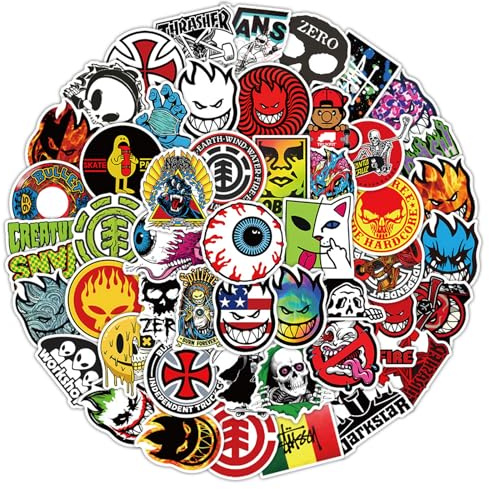 100 Pcs Skateboard Stickers Pack Unique Vinyl Stickers Waterproof Reusable Decals for Adults Teens Cool Laptop Stickers for Skateboard Guitar Luggage Helmet Bike Decor