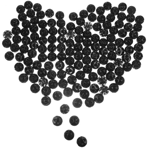KJHBV 200 Stück 26mm Aquarium Biobälle Filtermedium Schwarz Kunststoff Filterbälle für Süß und Salzwasseraquarien zur Filterreinigung und Sauerstoffanreicherung