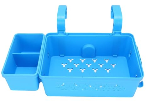 Spacnana Cesta de Almacenamiento para Piscina con Portavasos, Organizador Colgante de Plástico, Accesorio de Gran Capacidad para Piscinas Elevadas y Espacios Al Aire Libre (BLUE)