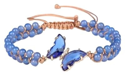 Naturlig Malakit Grus Chip Pärlor Butterfly Chain Armband Tillbehör för kvinnor