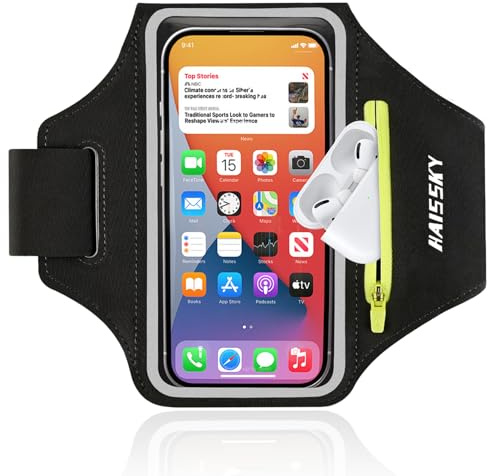 Sportarmband mobiltelefon med hörlursväska mobilväska jogging mobiltelefonhållare arm universell för iPhone 17 Air/16/15/14/13 Pro Max Samsung A56/A55/S25/S24 Ultra, löpning armband armväska