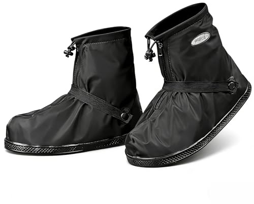YMTECH Impermeabile Copriscarpe, Pioggia Stivali zip scarpe pioggia scarpe, 38 - 39 EU Nero