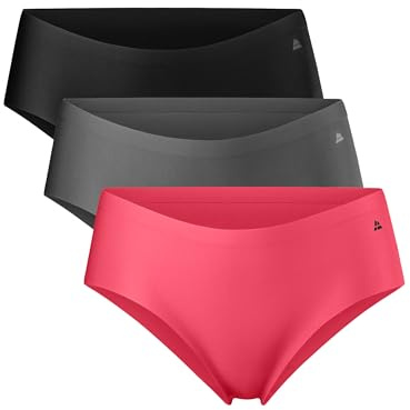 DANISH ENDURANCE Women's Invisible Hipster Panties, Sport Knickers, No-Show Underwear, 3 or 5 Pack, Multicolor (1 x black, 1 x grey, 1 x pink), XL