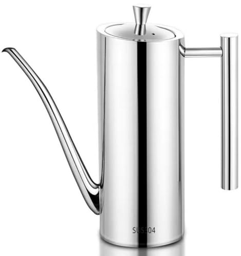 XiaoShenLu Dispensador de aceite de oliva de acero inoxidable/vinagrera/botella para aceite/vinagre/salsa de soja - Vertido sin goteo para cocinar en la cocina y barbacoa, 500 ml