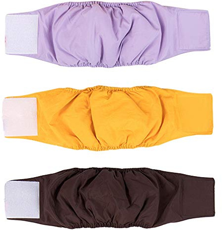 Amaliy Waschbare Männliche Hundewindeln (3-er Packung) - Harninkontinenz Hund Bauchband (XS(Taille: 22-32cm))