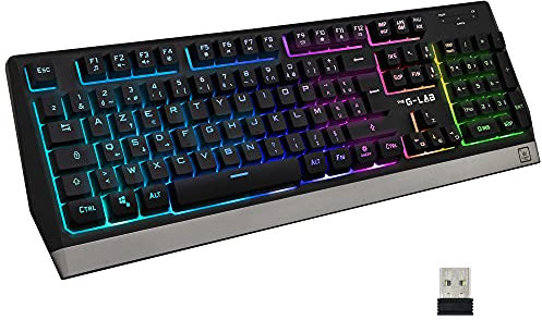 The G-Lab Keyz Tungsten Clavier Gamer sans Fil AZERTY - Wireless, Ergonomique, Discret, Batterie Longue Durée - Clavier Gamer Rétroéclairé pour PC, PS4, PS5, Xbox One - New
