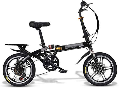 JHNEA Faltrad Klapprad, 20 Zoll 7 Gang Kohlenstoffstahlrahmen Fahrrad Klappfahrrad mit Ständer Gepäckträger Komfortsattel und Schutzbleche für Herren, Damen,Black-C