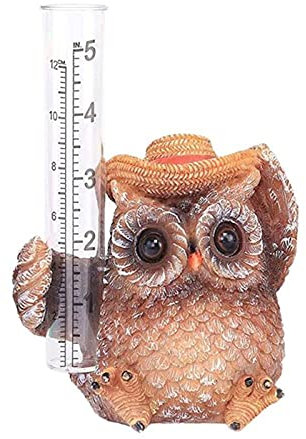 Pluviomètre de jardin en forme de hibou - Imperméable - En résine durable - Statue d'animaux pour jardin, cour, décoration extérieure